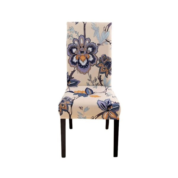 Anyhouz Anyseat Chair Cover Beige Floral Print Elastic Slipcover Dining Decor