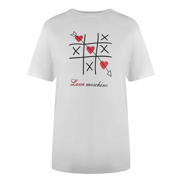 Moschino Love Moschino Tic-Tac-Toe Logo White T-Shirt