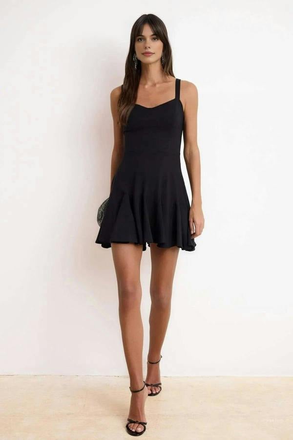 WOVCOR A-Line Lined Short Dress with Corset Detail