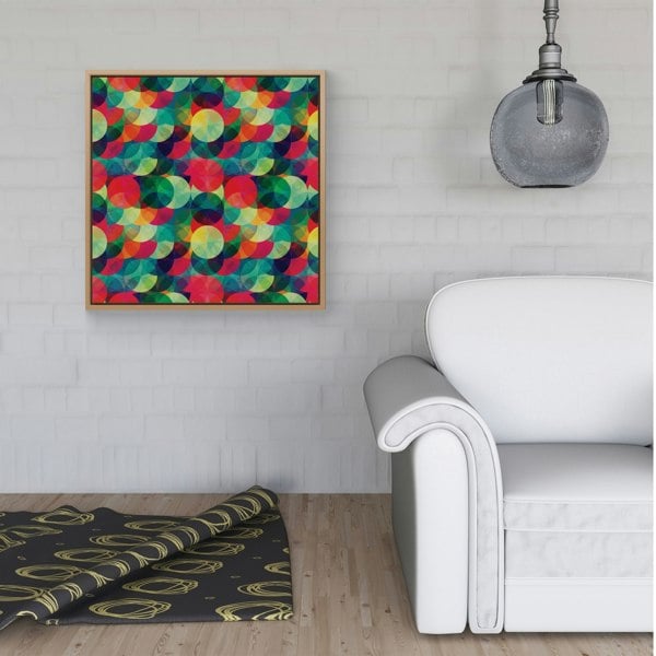 Warren Reed Colourful Grunge Circle Pattern Framed Canvas