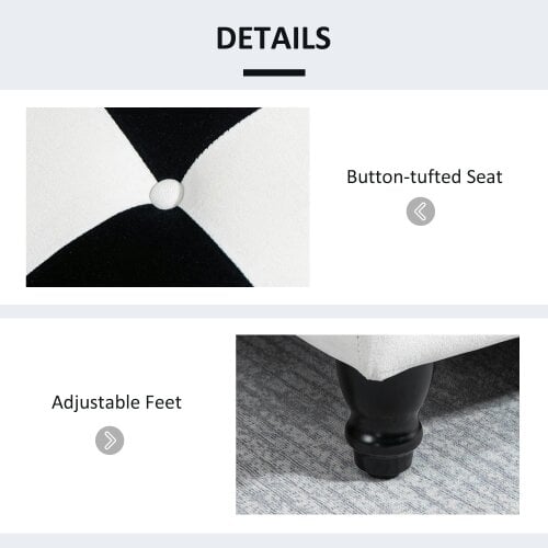 Wyld Haus Tava Velvet Black and White Storage Bench With Wooden Legs For Bedroom