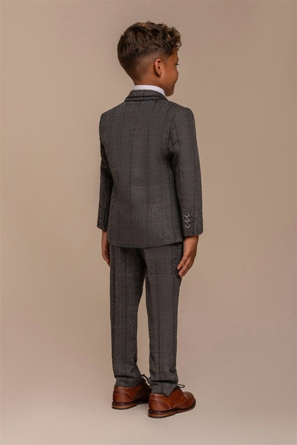 House of Cavani Boys Albert Grey Tweed Check Suit