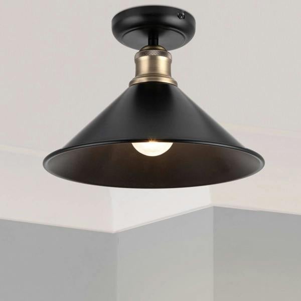 COSYLYTE Bowley Metal Ceiling Flush Light - Matt Black - Matt Black
