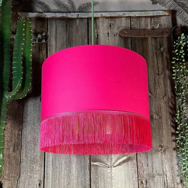 Love Frankie Pomegranate Pink Lampshade with Gold Lining & Pink Fringing