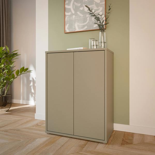 Furniture To Go Alice Springs Tall 2 Door Cupboard with Push-to-Open Doors in Taupe