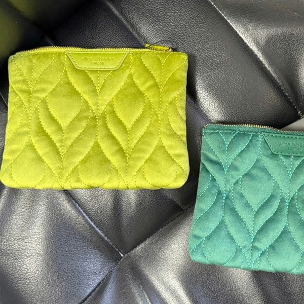 Alice Wheeler Velvet Quilted Makeup Pouch – Compact Cosmetic Bag