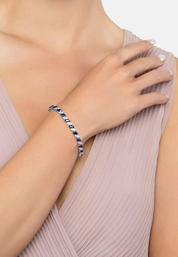 Latelita Viscountess Tennis Bracelet Sapphire Silver