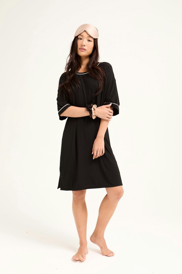 Bamboo Classic Tee Dress in Black - Wholesale - Nightgowns