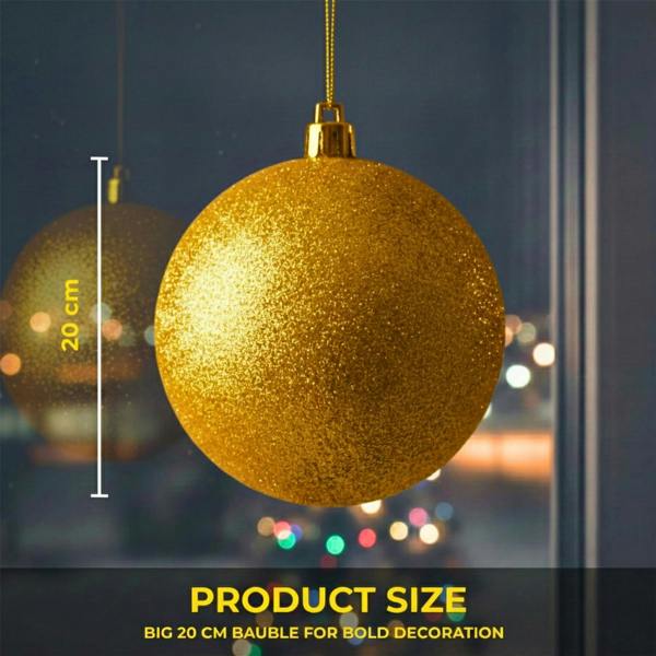 20cm to 25cm Dark Gold Glitter Christmas Bauble for Tree and Home Seasonal Décor image 3