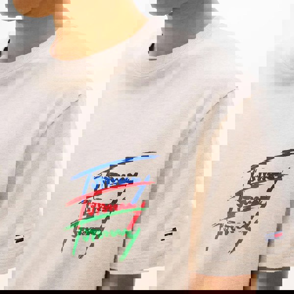 Tommy Hilfiger Tommy Jeans 3 Colour Twisted Logo T-Shirt Oat Marl Heather