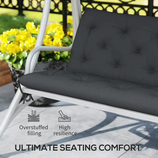 Black diamond-tufted bench pad cushion with backrest and tie straps
