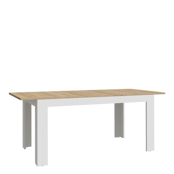 Wyld Haus Bramblecroft White and Natural Oak Wood Extending Dining Table