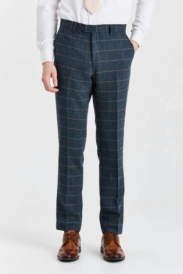 Paul Andrew Harris - Men's Navy 3 Piece Wool Blend Tweed Suit