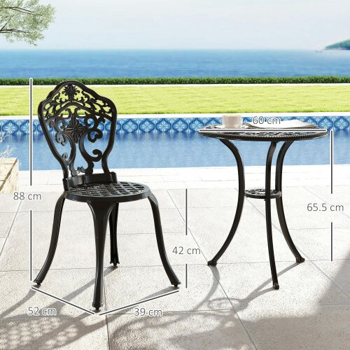 Wyld Haus Rirara Aluminium Black 3 Piece Floral Outdoor Bistro Garden Set