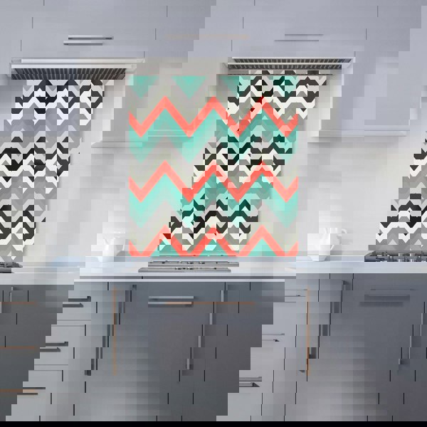 Warren Reed - Designer Geometric Colored Chevron Pattern Kitchen Splashback