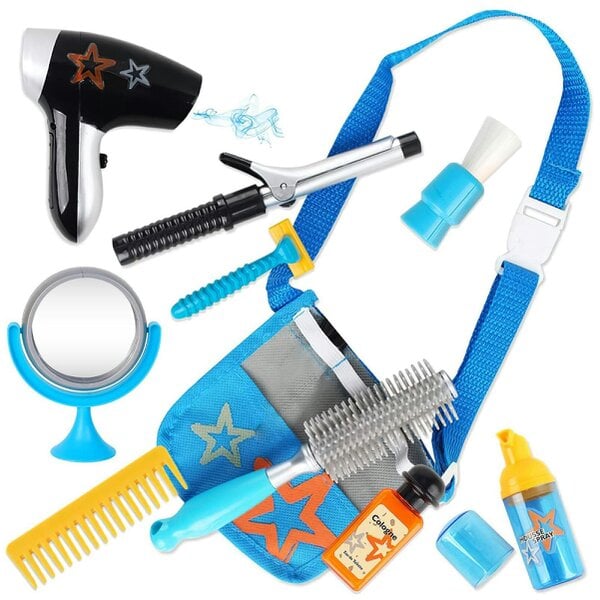deAO Toys Stylist Hairdresser Barber Salon Role Play Set - 3+ - blue