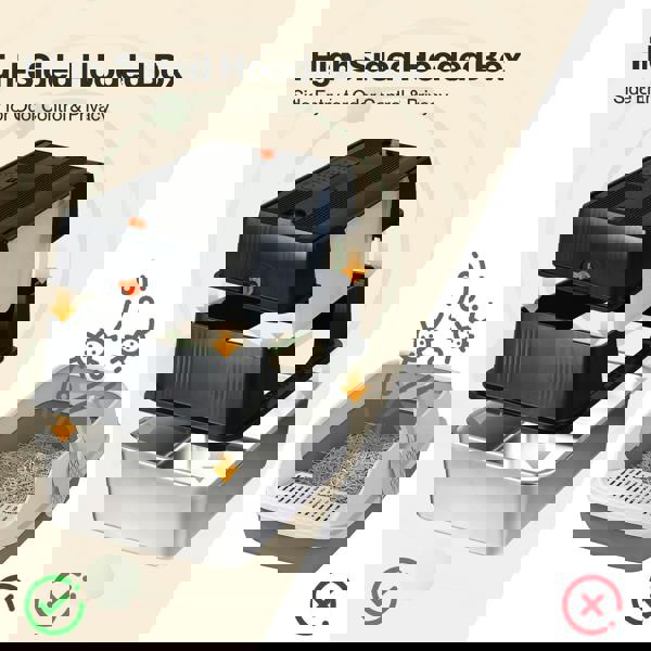 Skylos Cat Litter Box Enclosed Stainless Steel Litter Tray Hooded Covered Toilet