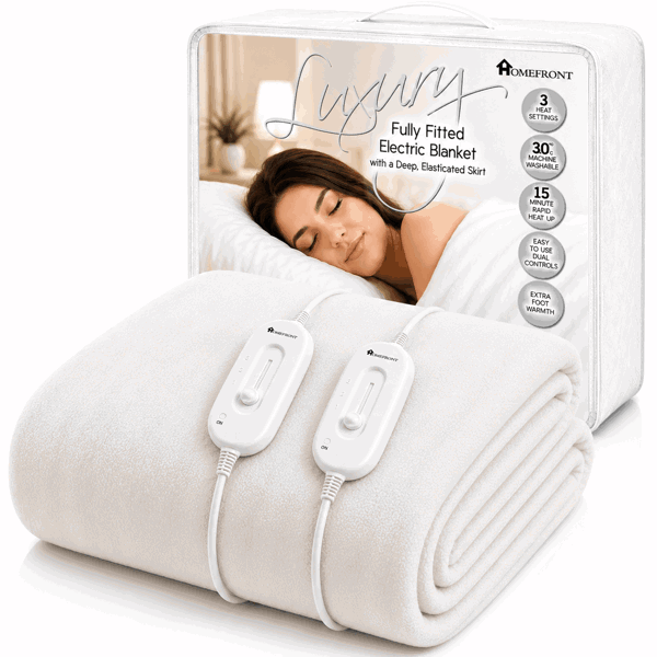Homefront Electric Blanket King Size Dual Control, Built In Advanced Overheat Protection System with Auto Safety Shut Off