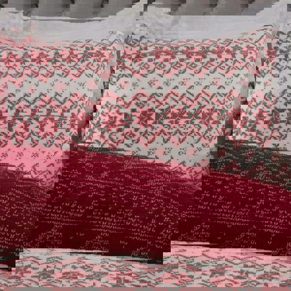 Smart Living Fairisle Flannel Fleece Reversible Duvet - Red