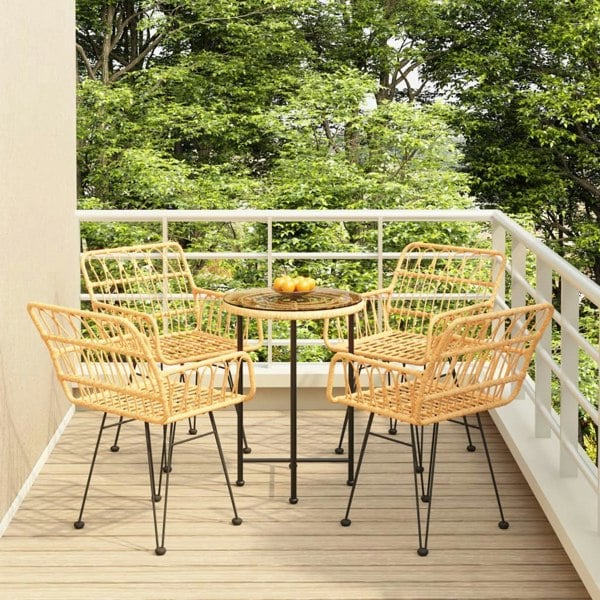 Berkfield 5 Piece Garden Dining Set Poly Rattan