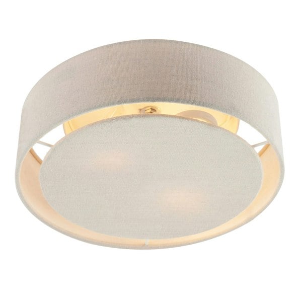 Modern Flush Linen Fabric Ceiling Light Fitting with Diffuser Plate Image 4