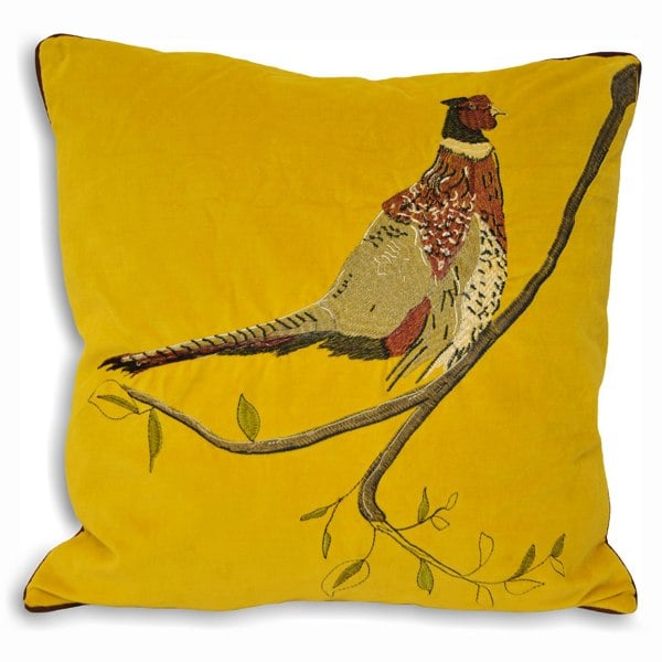 Riva Home Hunter Velvet Pheasant Cushion Cover - Mustard