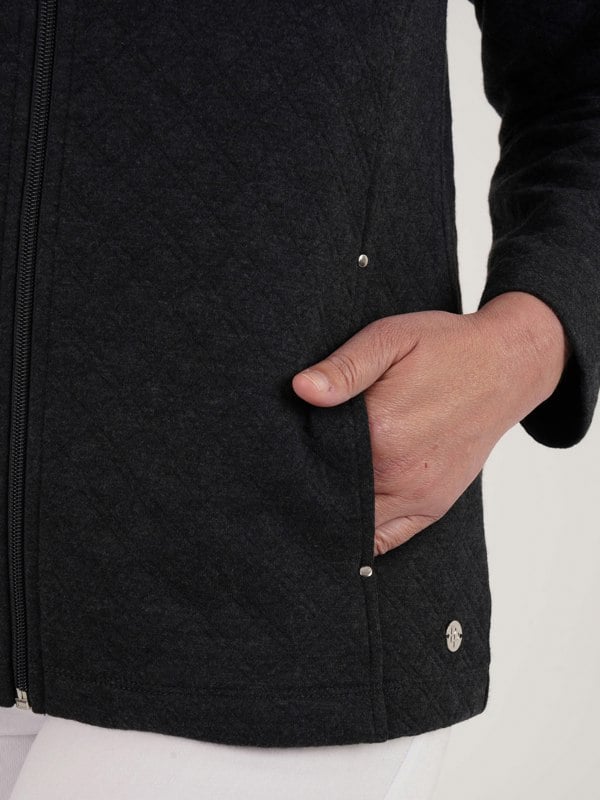 PennyPlain Quilt Hooded Zip Up - Charcoal