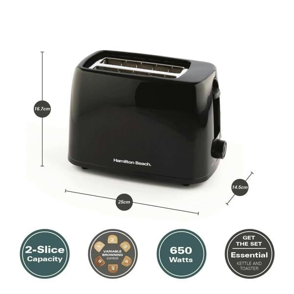 Hamilton Beach Essential 2 Slice Plastic Toaster - Black