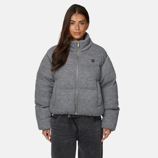 Good For Nothing Grey Knitted Padded Jacket - Grey Image 1