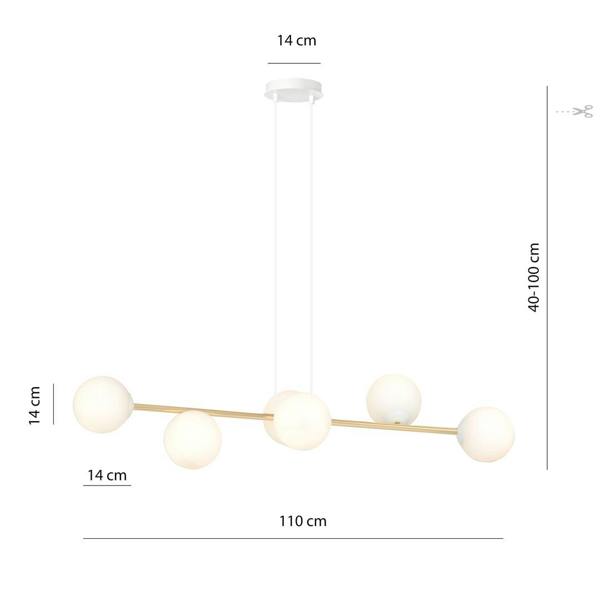 Emibig GRAVITY Pendant lamp 6 x E14 White, Gold with White Shade