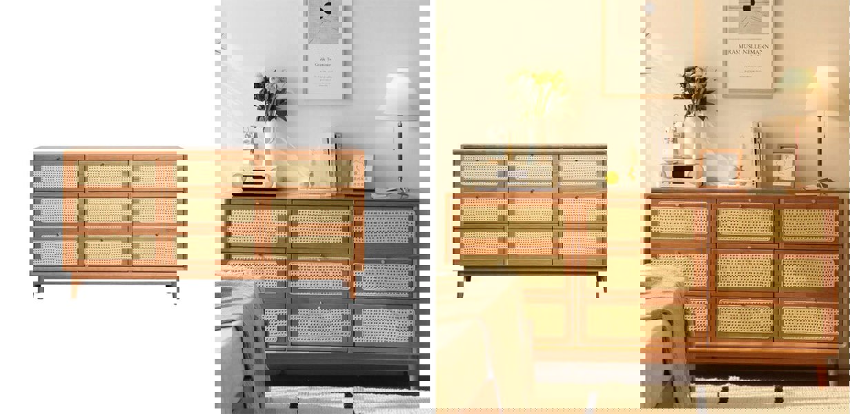 Vivian Cabinet, Rattan & Wood-Ritconcept-Rit Concept