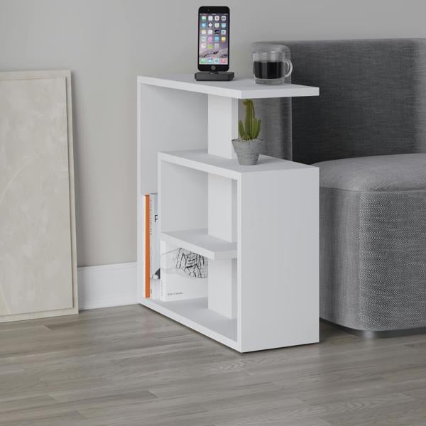 Decortie Saly Modern 3-Tier Compact Side Table with Storage Shelves 57cm