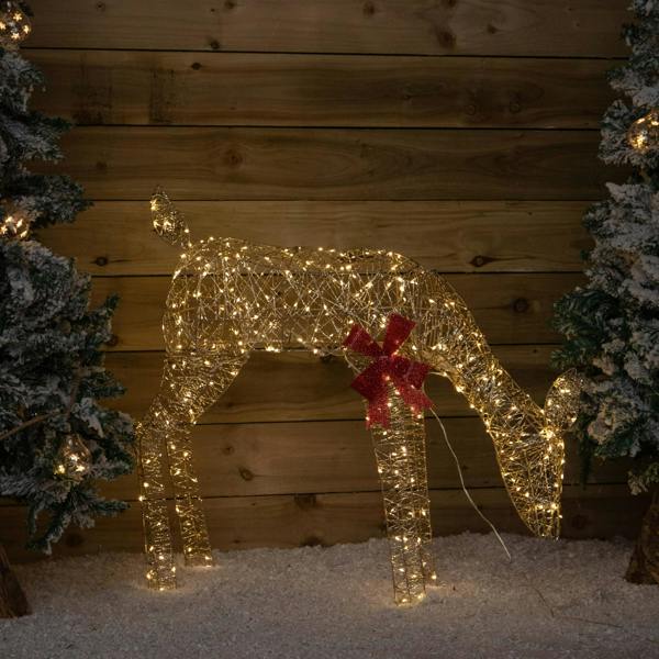 Samuel Alexander 72cm Gold Twist Grazing Doe Light Up Christmas Decoration with 300 Warm White LEDs