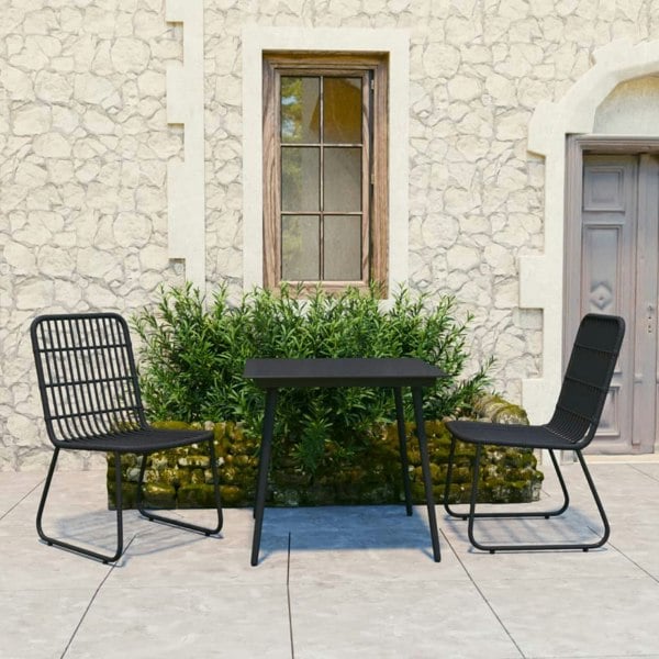 Berkfield 3 Piece Outdoor Dining Set Poly Rattan and Glass