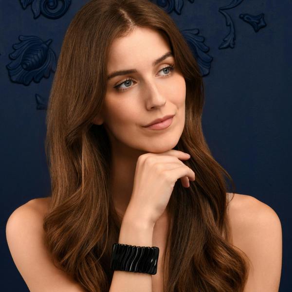 Zavana Wide Black Chunky Bangle Bracelet for Women