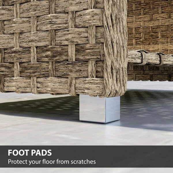 Outdoor Coffee Table with Storage Shelf, PE Rattan Side Table with Slatted Top and Foot Pads, Light Brown