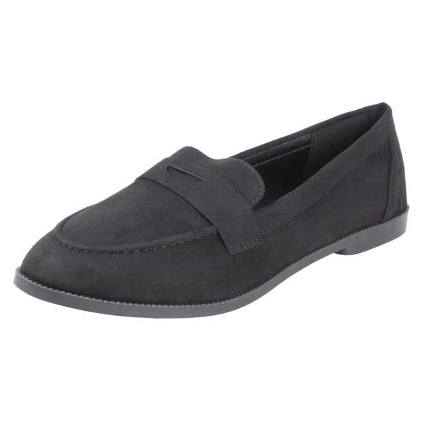 Spot On Ladies Spot On Flat Loafer Saddle Trim Wide Fit Shoes F80561