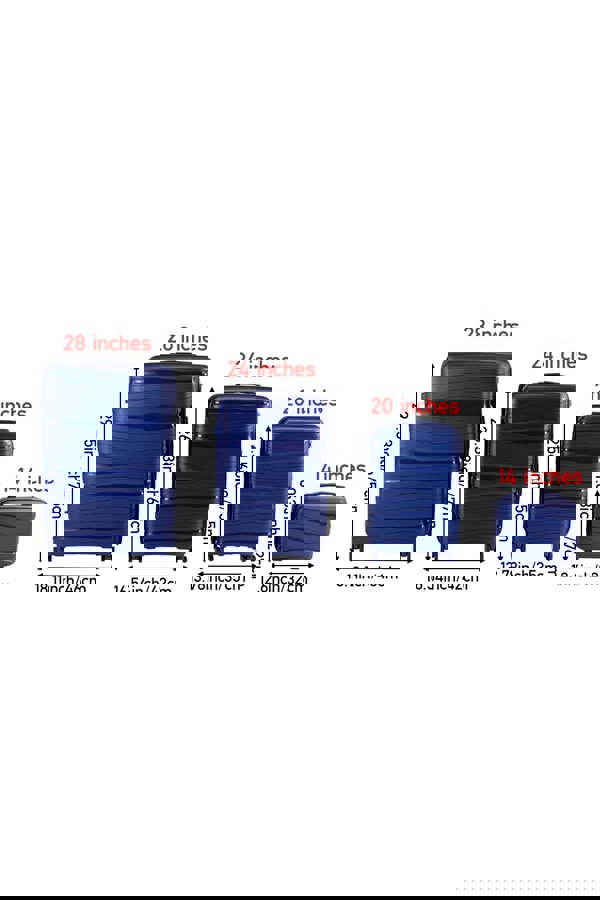 Living and Home 4PCS Blue Lockable Travel Suitcase Set