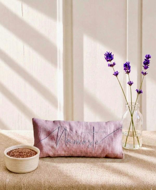 Namaste Embroidered Linen and Lavender Eye Pillow