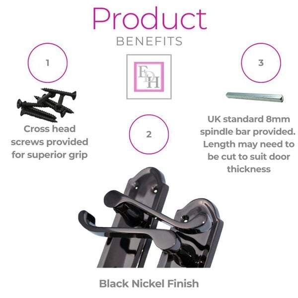 EDH Door Hardware Black Nickel Door Handles - Askworth Internal Door Handle Set for Internal Doors