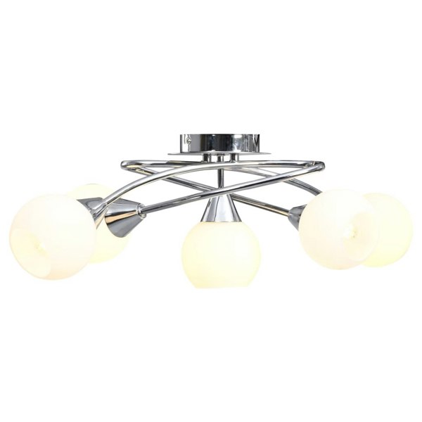 Berkfield Ceiling Lamp with Ceramic Shades for 5 E14 Bulbs White Bowl
