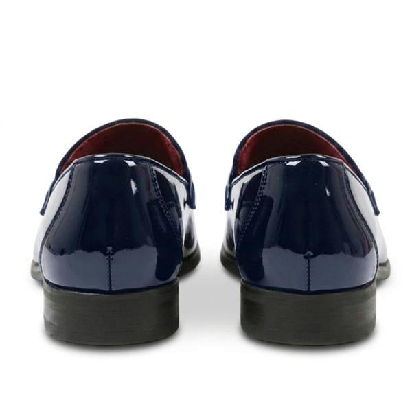 Dolcetto Men's Slip On Vegan Leather Velvet Detailed Patent Loafers