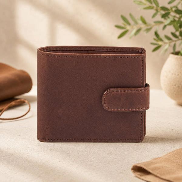 PRIMEHIDE Premium Oil Pull-Up Leather Men's Flap Over Wallet with Multiple Card Slots & Coin Pocket