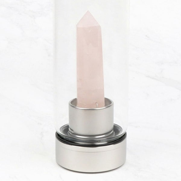 Myga Rose Quartz Crystal Glass Water Bottle