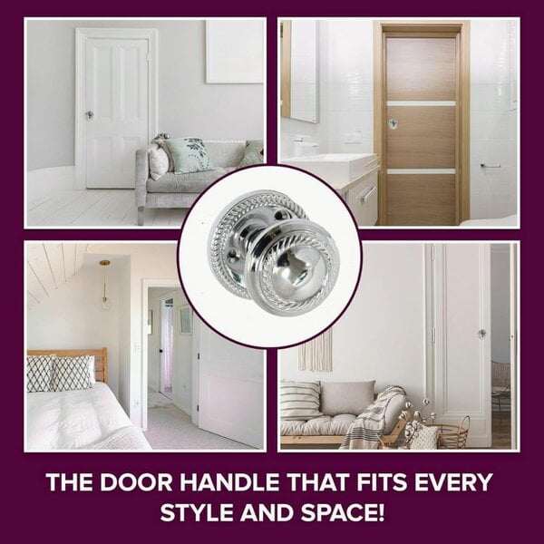 EDH Door Hardware Polished Chrome Georgian Round Door Knobs with Tubular Latch – 1 Pair