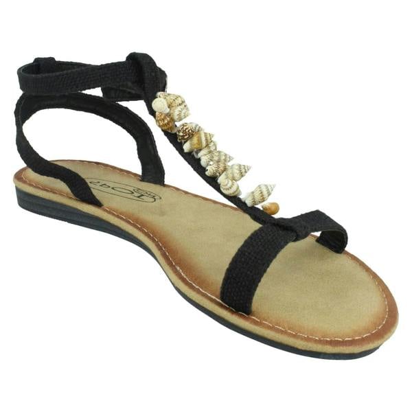 Spot On Ladies Spot On Shell T-Bar Sandals F00360