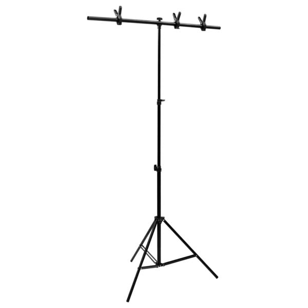 Berkfield T-Shape Background Stand Black 91x60x(70-200) cm