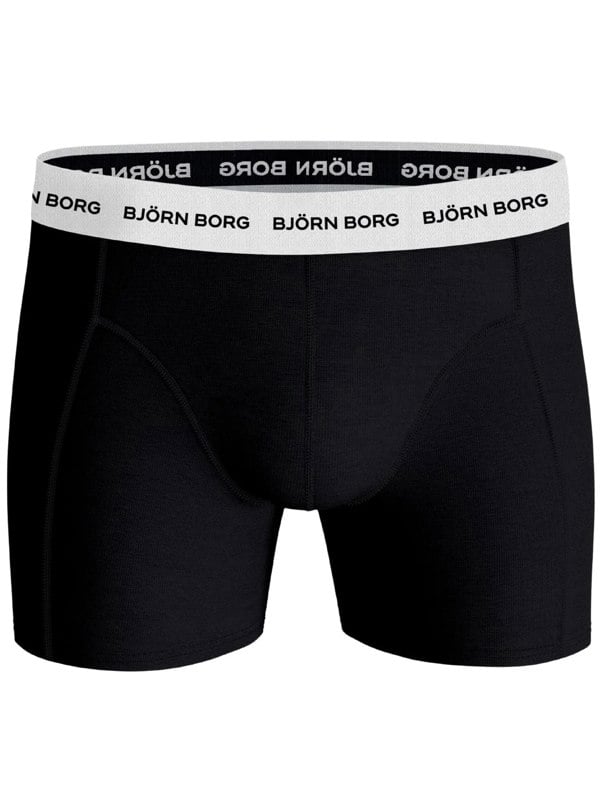 Bjorn Borg 3-Pack White Waistband Boxer Briefs, Black/White/Grey
