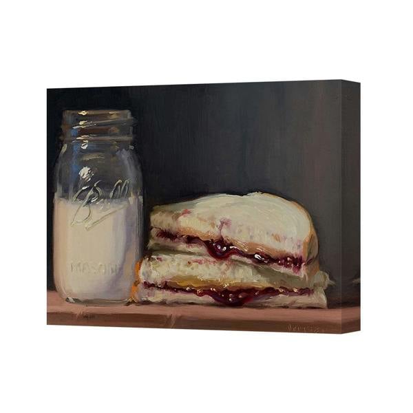 Benjamin Tate Design Still Life Oil Painting Milk Jar And Jam Sandwich On Canvas
