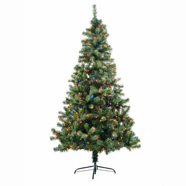 4ft to 12ft Green Alaskan Pine Pre-Lit Artificial Christmas Trees with Multicolour LEDs image 1